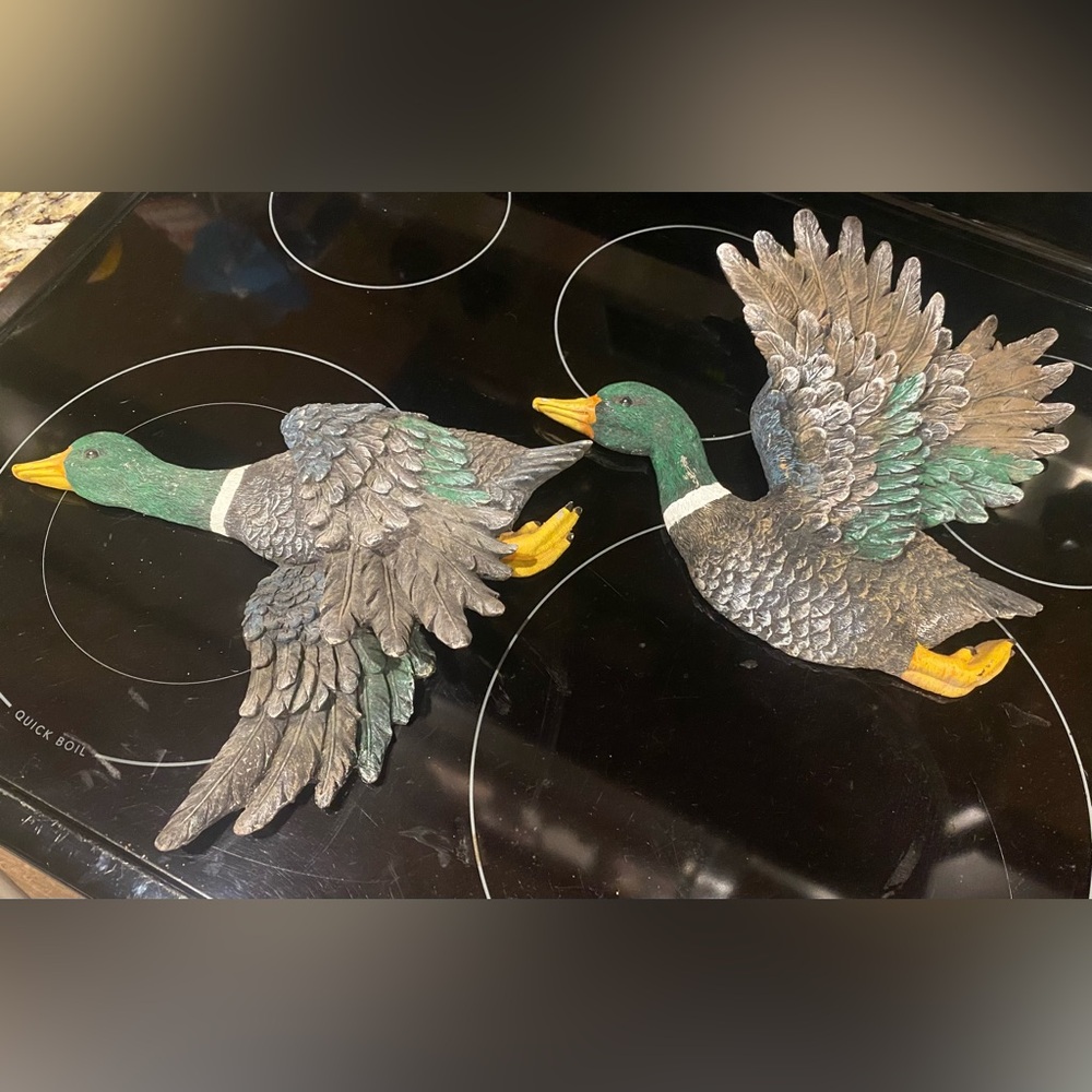 Vintage Resin Mallard Ducks On Flight Wall Hanging Decor 3D